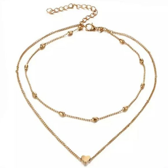 New Gold Double-Layer Heart Necklace - Picture 4 of 8